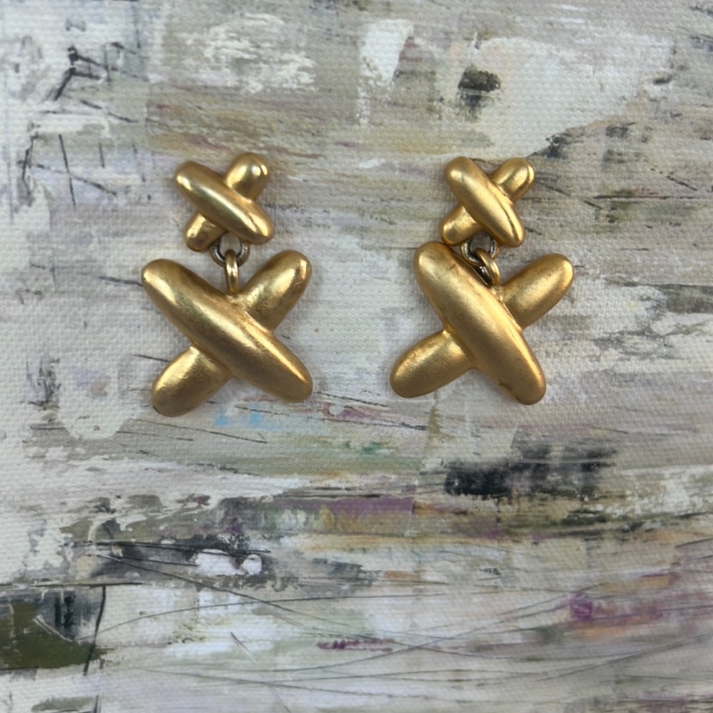 90’s vintage gold tone pierced earrings RARE STYLE